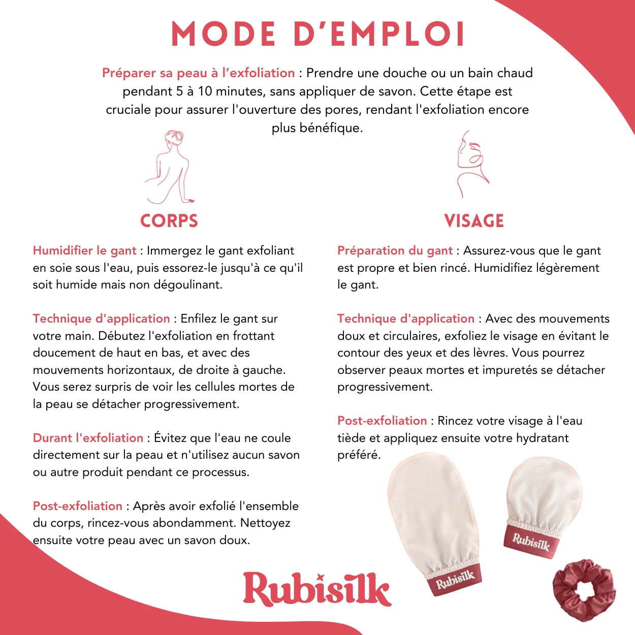 3 en 1 Gants Exfoliants en Soie pour Visage & Corps - Chouchou Satin - Gommage naturel sans douleur - Élimine peaux mortes, poils incarnés, impuretés - Active la circulation sanguine - Toutes peaux